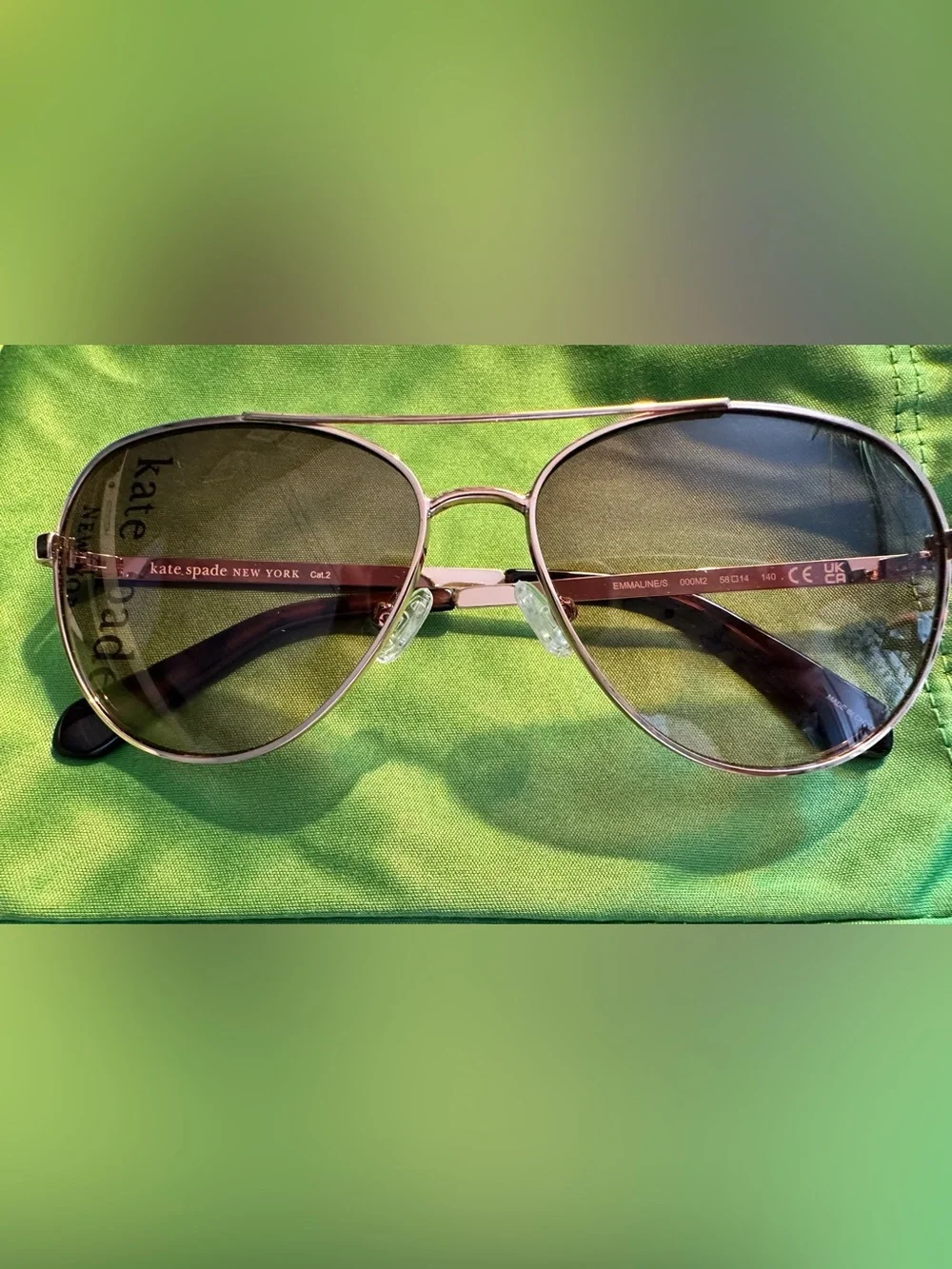 Kate Spade Rose Gold Aviator Sunglasses with Brown Lenses